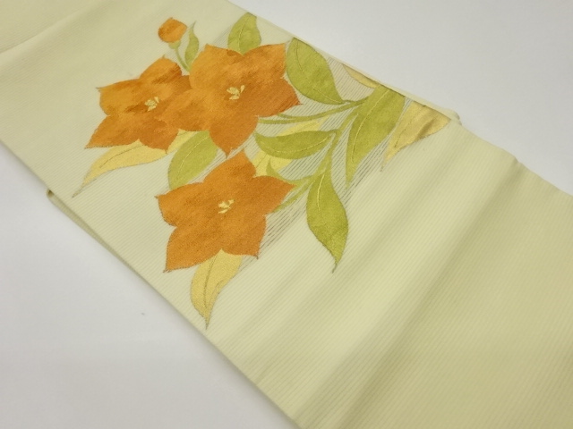 絽桔梗模様織出し名古屋帯